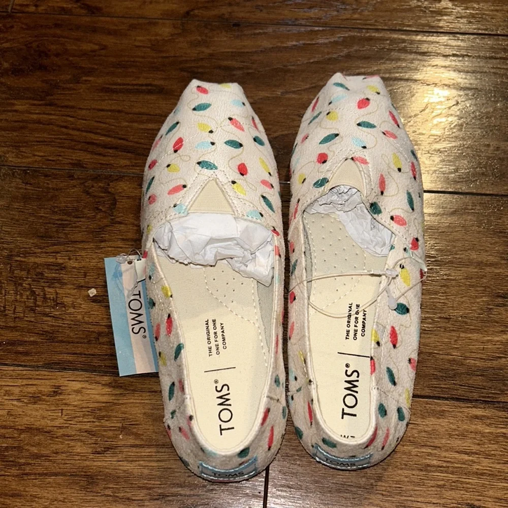 TOMS Belmont Natural Tree Lights Print Flat Shoes NEW Size 7 NWT - Picture 4 of 6